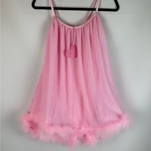 Sugar Thrillz Pink Feather Trim Chemise